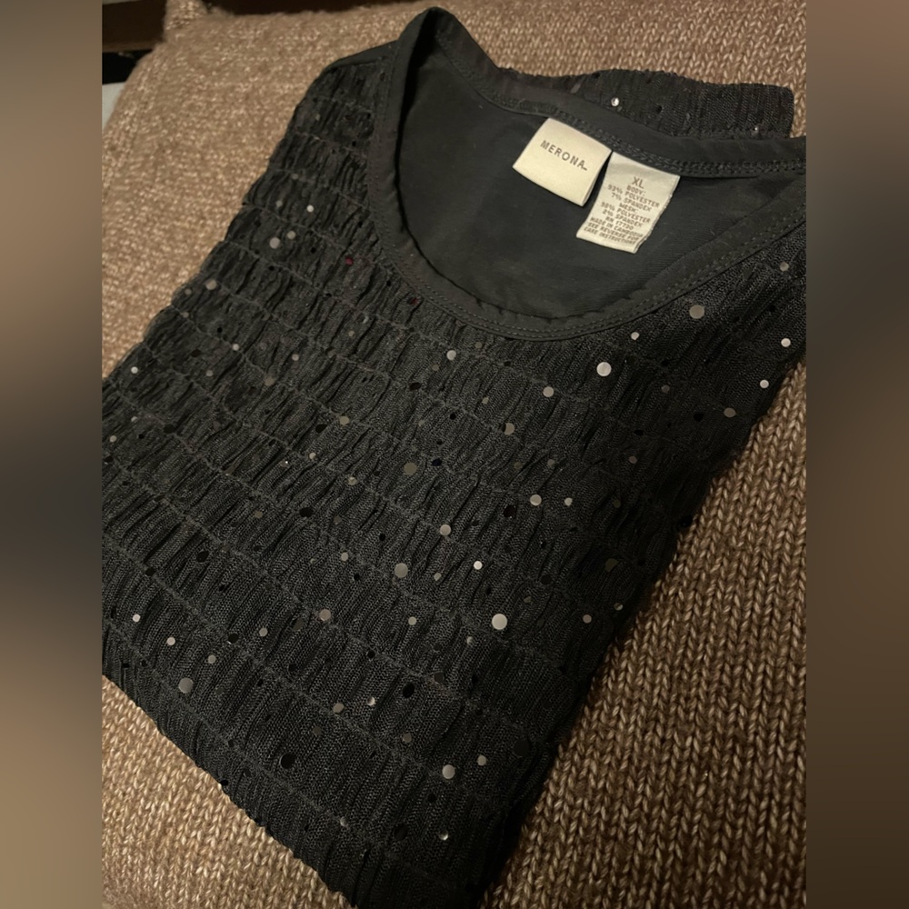 Merona Black Festive Sequin Tank Top